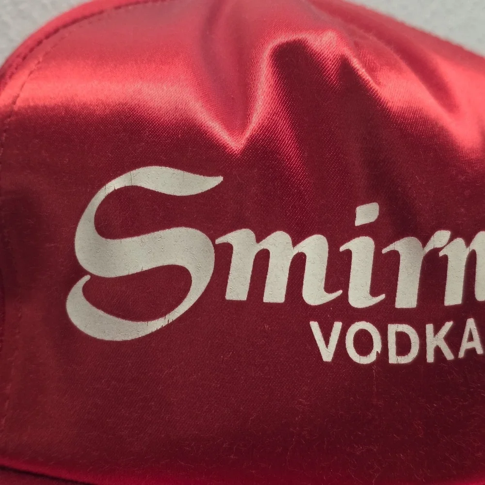Vintage Smirnoff Vodka Red Satin Snapback Cap Hat Made In USA